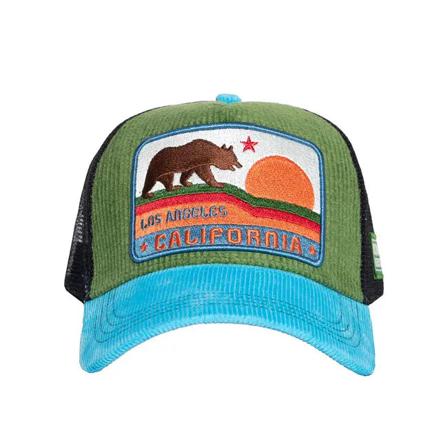 King Kerosin California Cap Blue / Green  - FREE UK Shipping, FREE 365 Day Returns | Moto Central