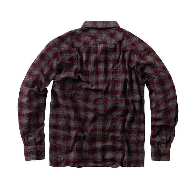 West Coast Choppers Rigid Flannel Shirt Burgundy / Grey  - FREE UK Shipping, FREE 365 Day Returns | Moto Central