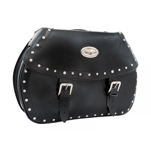 Longride Studded Leather Saddlebags Black - 24 Liters - FREE UK Shipping, FREE 365 Day Returns | Moto Central