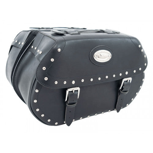 Longride Studded Leather Saddlebags Black - 38 Liters - FREE UK Shipping, FREE 365 Day Returns | Moto Central