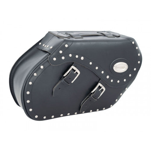 Longride Studded Leather Saddlebags Black - 34 Liters - FREE UK Shipping, FREE 365 Day Returns | Moto Central