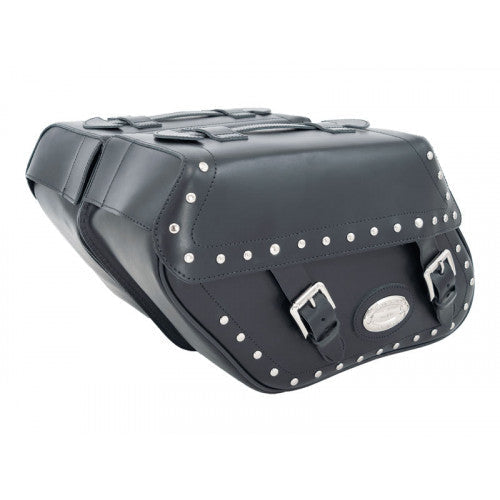 Longride Studded Leather Saddlebags Black - 27 Liters - FREE UK Shipping, FREE 365 Day Returns | Moto Central