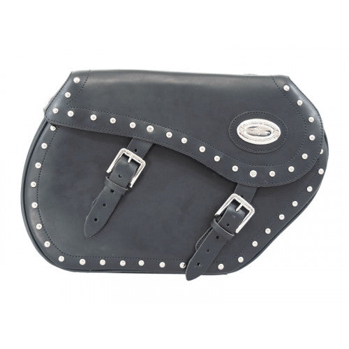 Longride Studded Leather Saddlebags Black - 44 Liters