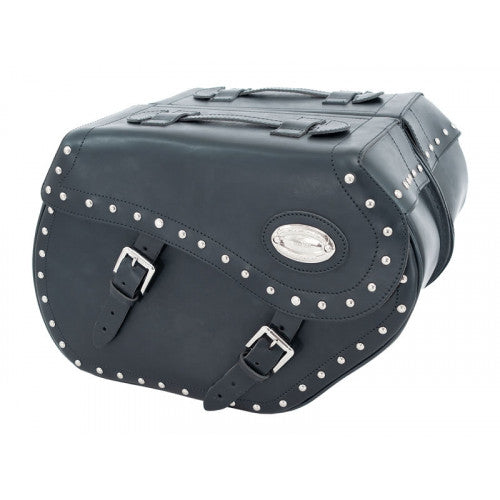 Longride Studded Leather Saddlebags Black - 44 Liters - FREE UK Shipping, FREE 365 Day Returns | Moto Central