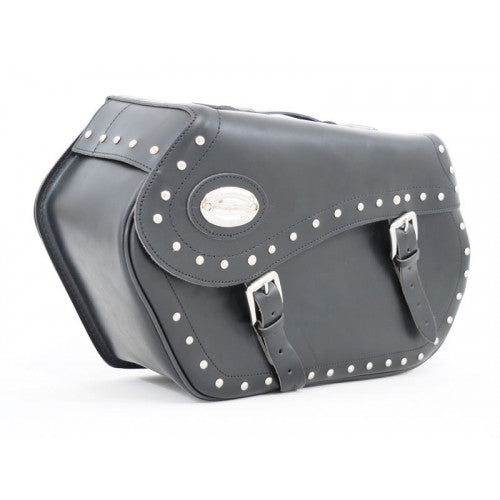 Longride Studded Leather Saddlebags Black - 43 Liters - FREE UK Shipping, FREE 365 Day Returns | Moto Central