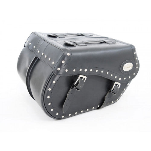 Longride Studded Leather Saddlebags Black - 43 Liters - FREE UK Shipping, FREE 365 Day Returns | Moto Central