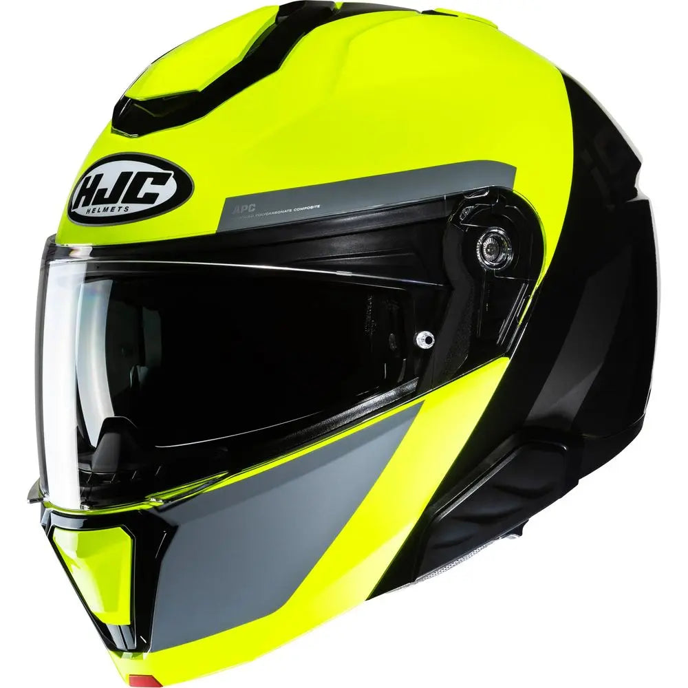 HJC I91 Bina Flip-Up Helmet MC3H Yellow - FREE UK Shipping, FREE 365 Day Returns | Moto Central