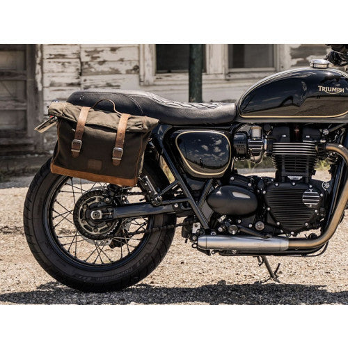 Longride Waxed Canvas Quick Release Saddlebag Black - 9.5 Liters - FREE UK Shipping, FREE 365 Day Returns | Moto Central