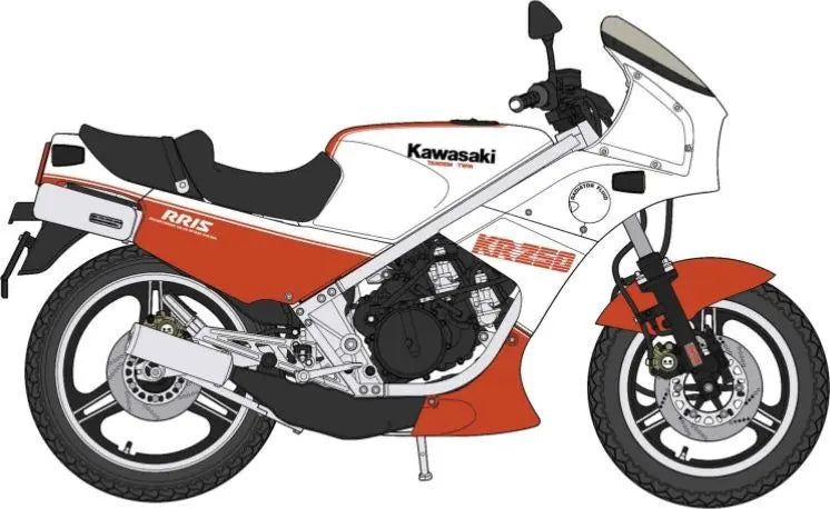 Hasegawa Kawasaki KR250 (KR250A) White / Red - 1:12 Model - FREE UK Shipping, FREE 365 Day Returns | Moto Central