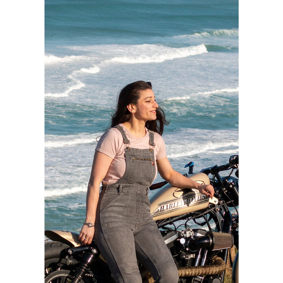 MotoGirl Daisy Ladies Dungaree Grey  - FREE UK Shipping, FREE 365 Day Returns | Moto Central