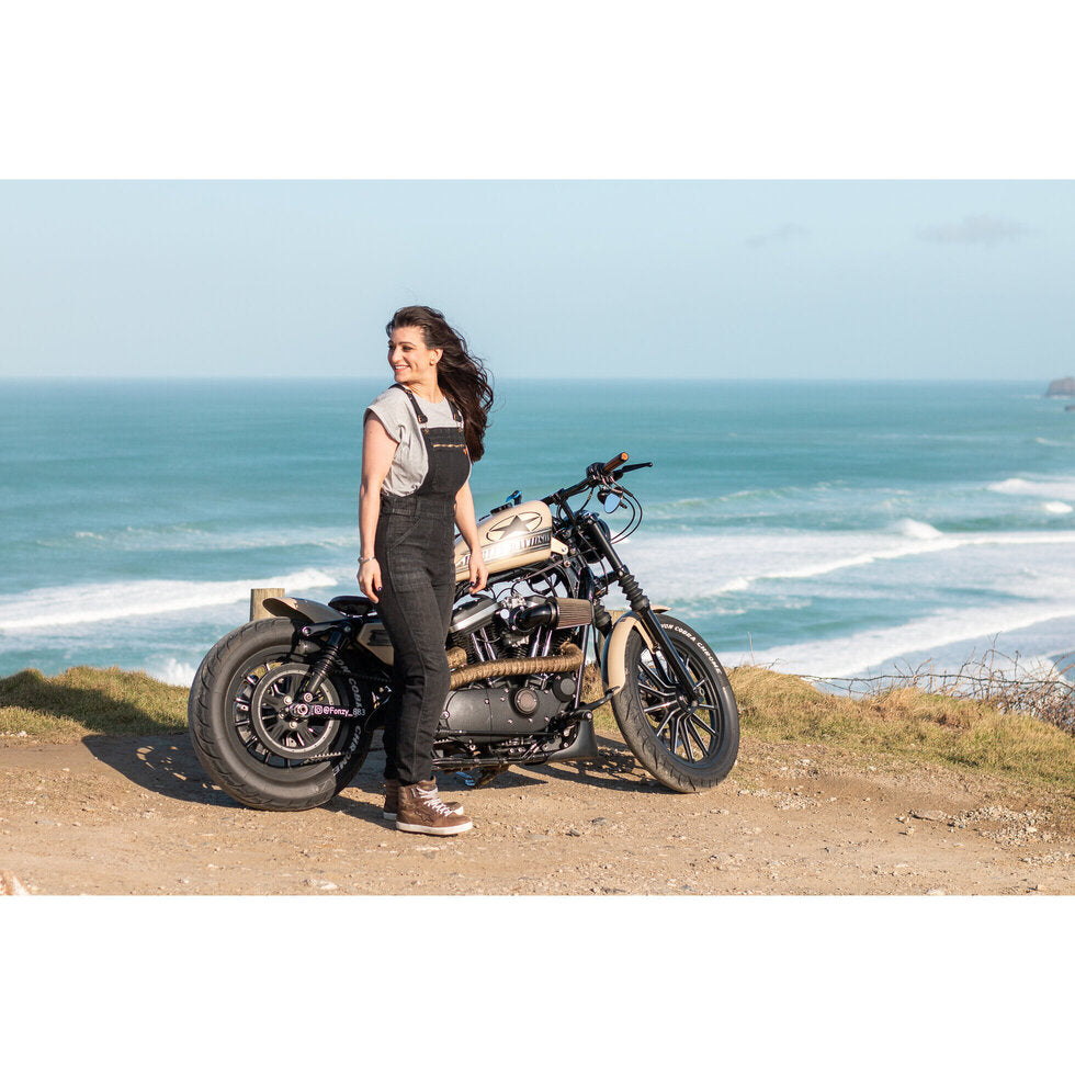 MotoGirl Daisy Ladies Dungaree Black  - FREE UK Shipping, FREE 365 Day Returns | Moto Central