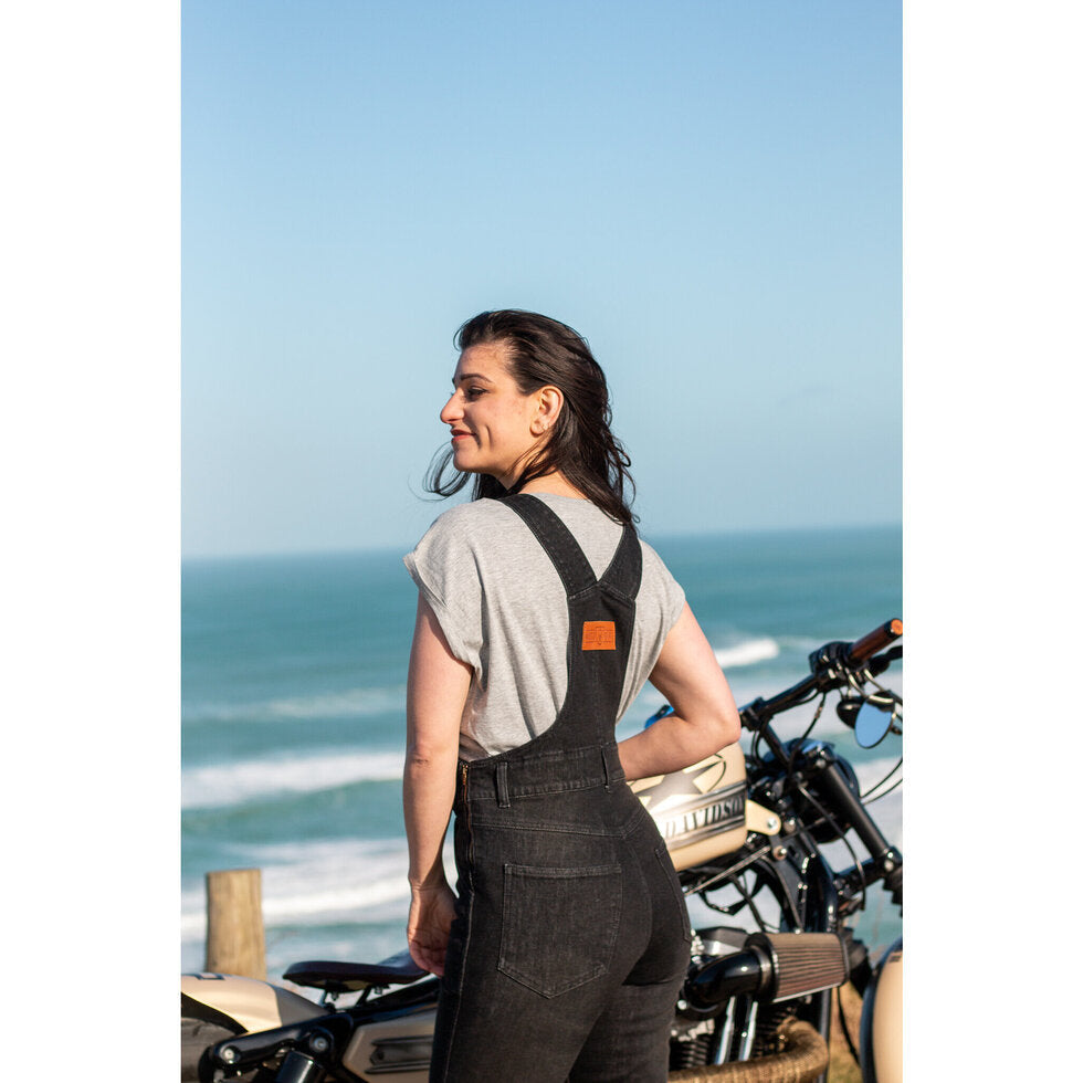 MotoGirl Daisy Ladies Dungaree Black  - FREE UK Shipping, FREE 365 Day Returns | Moto Central