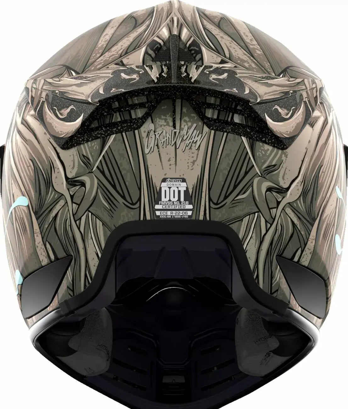 Icon Domain Grand Maw Full Face Helmet Grey - FREE UK Shipping, FREE 365 Day Returns | Moto Central