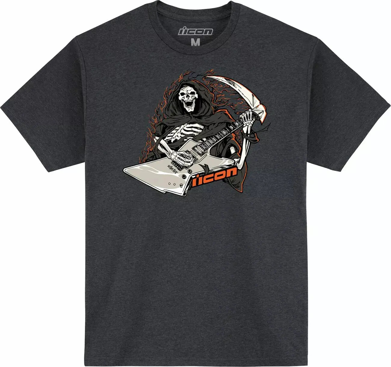 Icon Grim Shredder T-Shirt Heather Charcoal - FREE UK Shipping, FREE 365 Day Returns | Moto Central