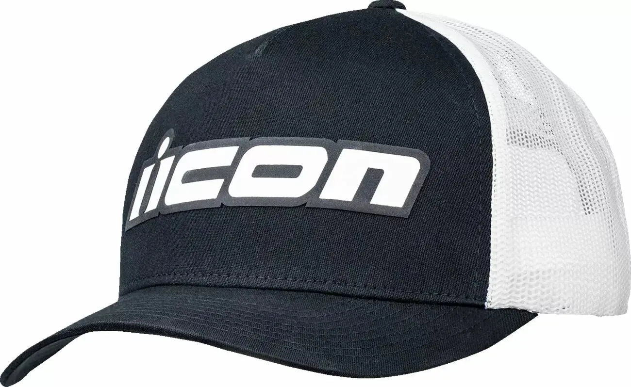 Icon Slant Hat Black / White - FREE UK Shipping, FREE 365 Day Returns | Moto Central