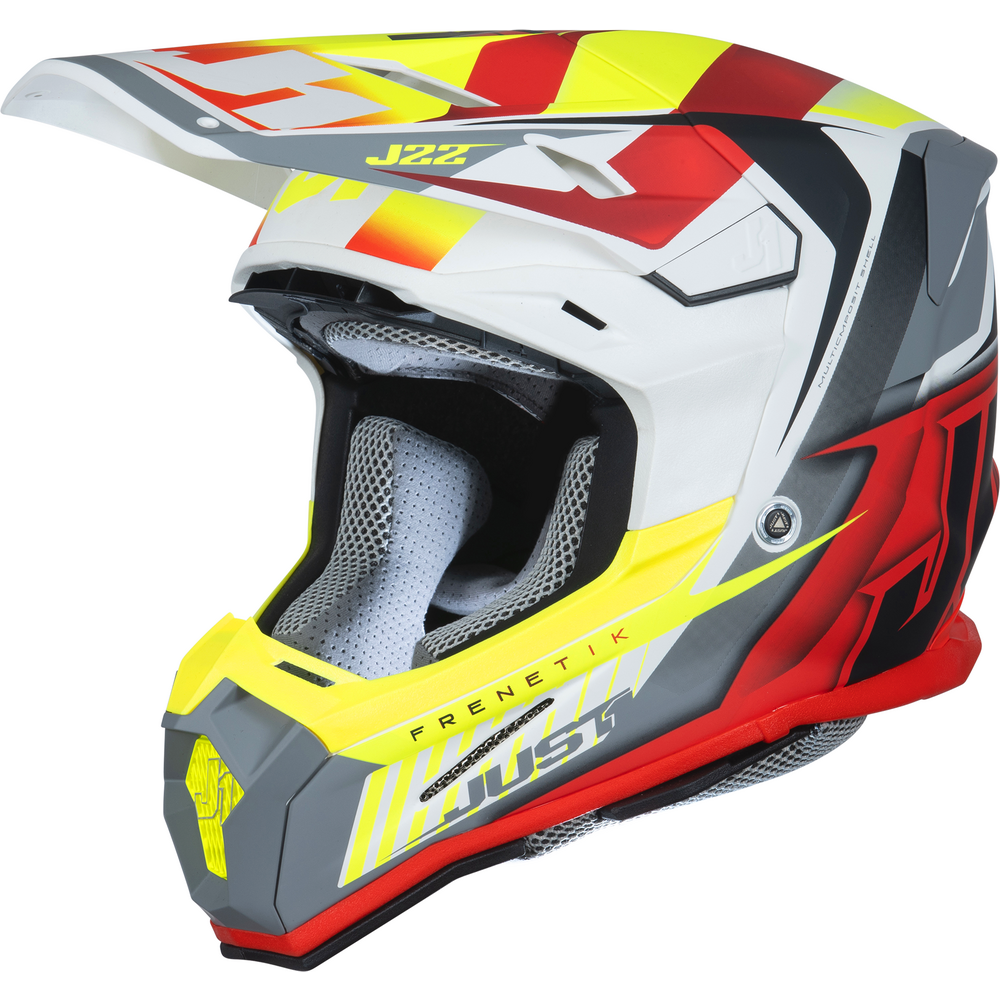 Just1 J22 Motocross Helmet Frenetik Fire Fluo Yellow / Red / White