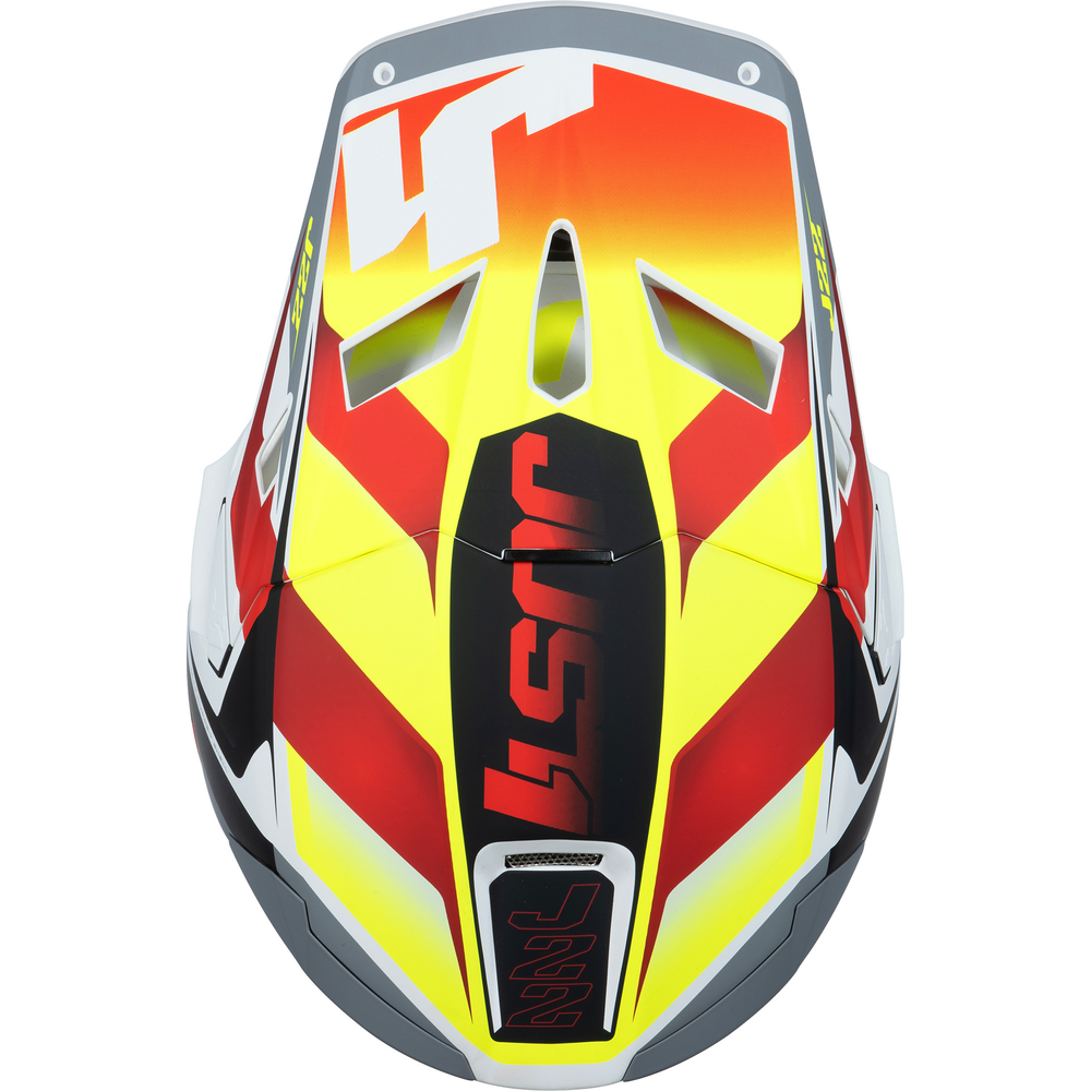 Just1 J22 Motocross Helmet Frenetik Fire Fluo Yellow / Red / White  - FREE UK Delivery - Moto Central