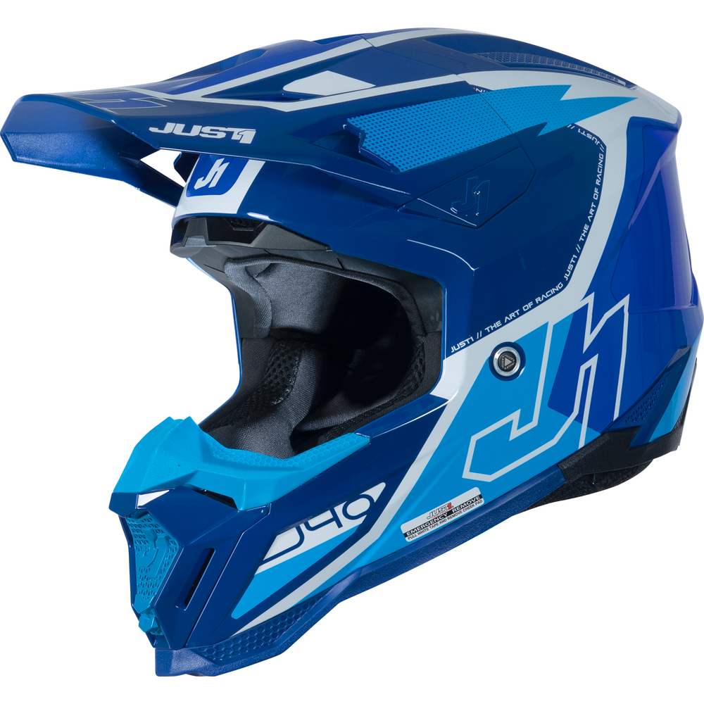 Just1 J40 Motocross Helmet Flash White / Blue