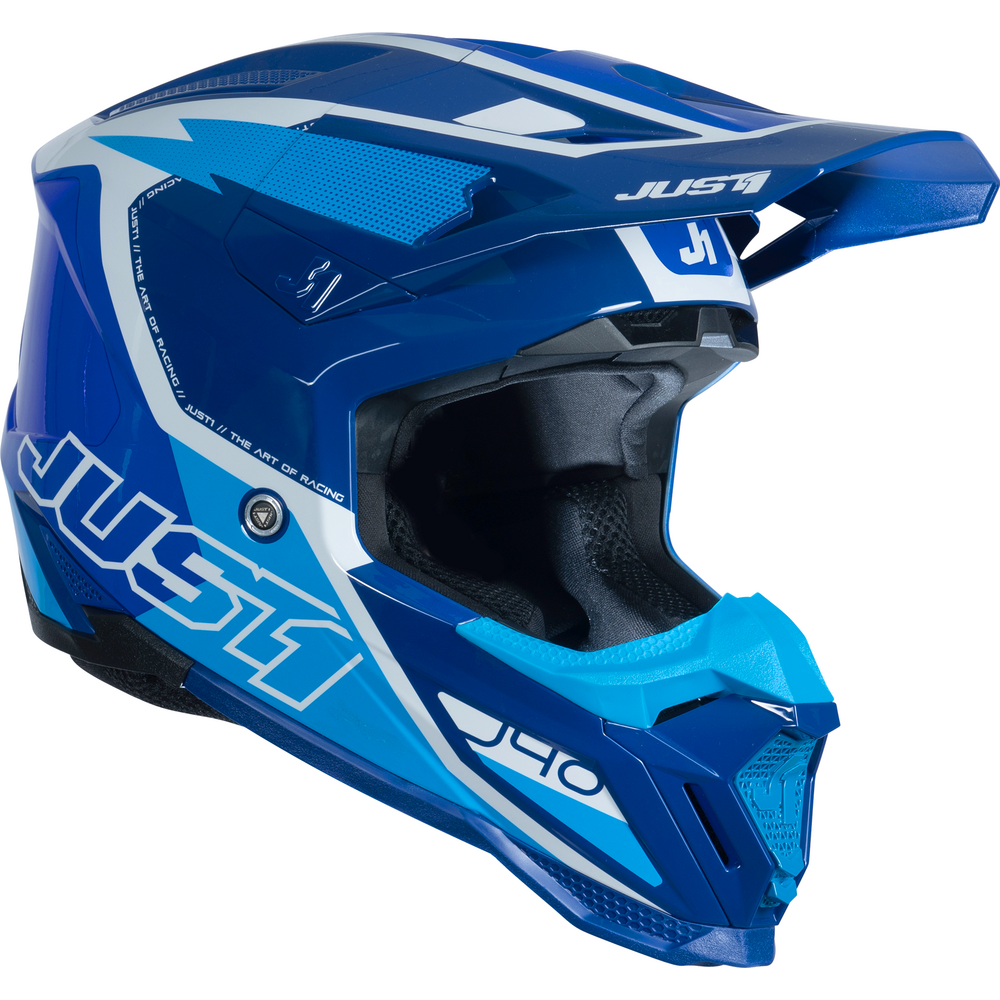 Just1 J40 Motocross Helmet Flash White / Blue - FREE UK Shipping, FREE 365 Day Returns | Moto Central