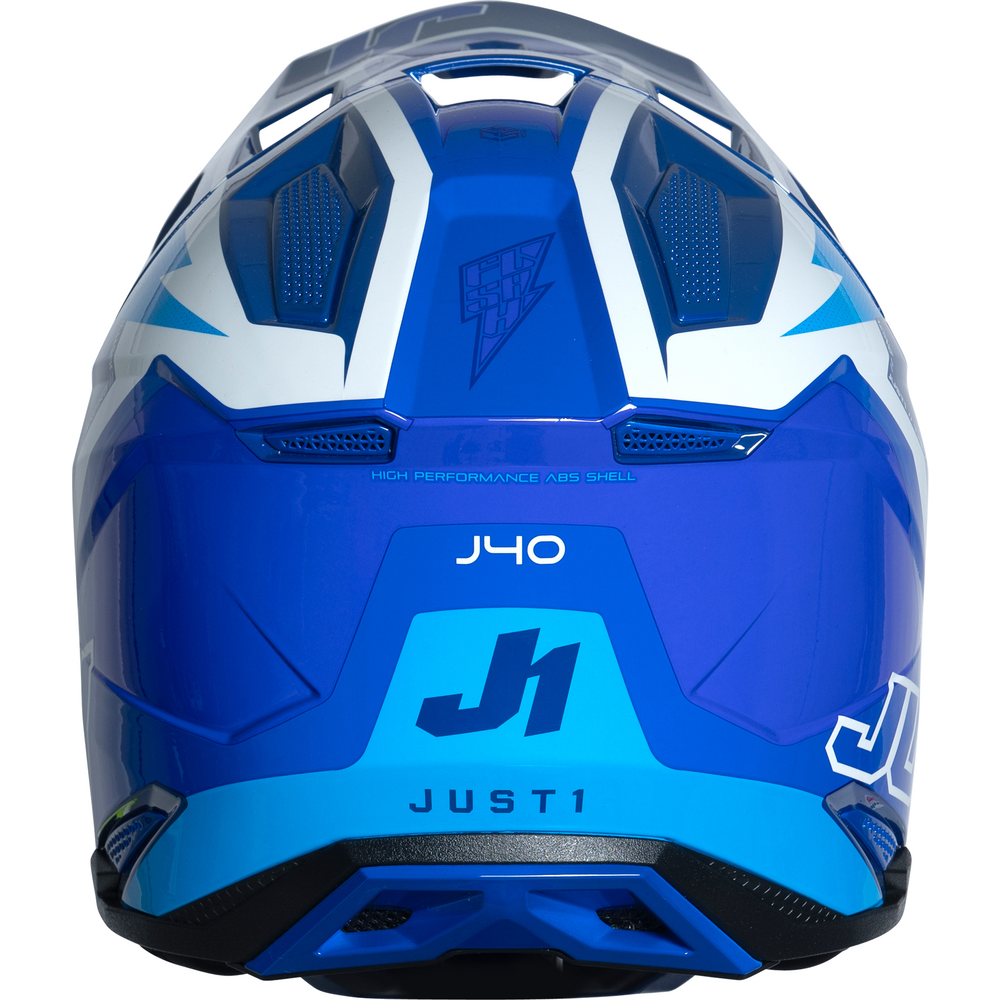 Just1 J40 Motocross Helmet Flash White / Blue - FREE UK Shipping, FREE 365 Day Returns | Moto Central