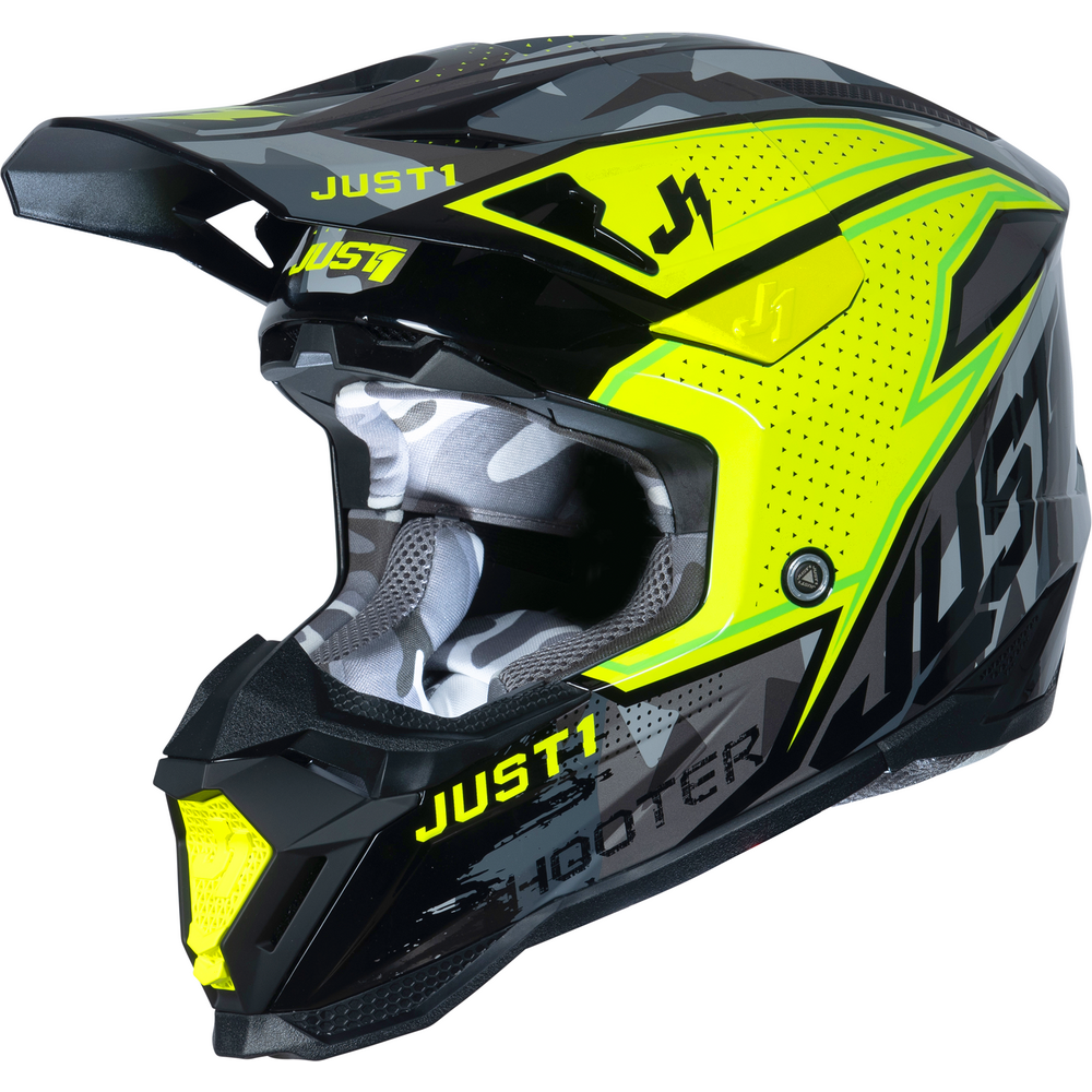 Just1 J40 Motocross Helmet Shooter Camo / Fluo Yellow / Black