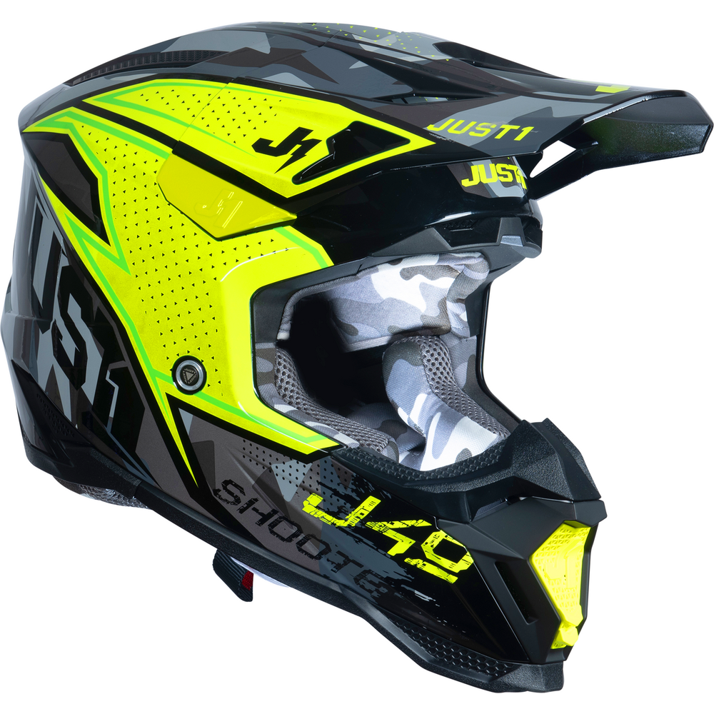 Just1 J40 Motocross Helmet Shooter Camo / Fluo Yellow / Black