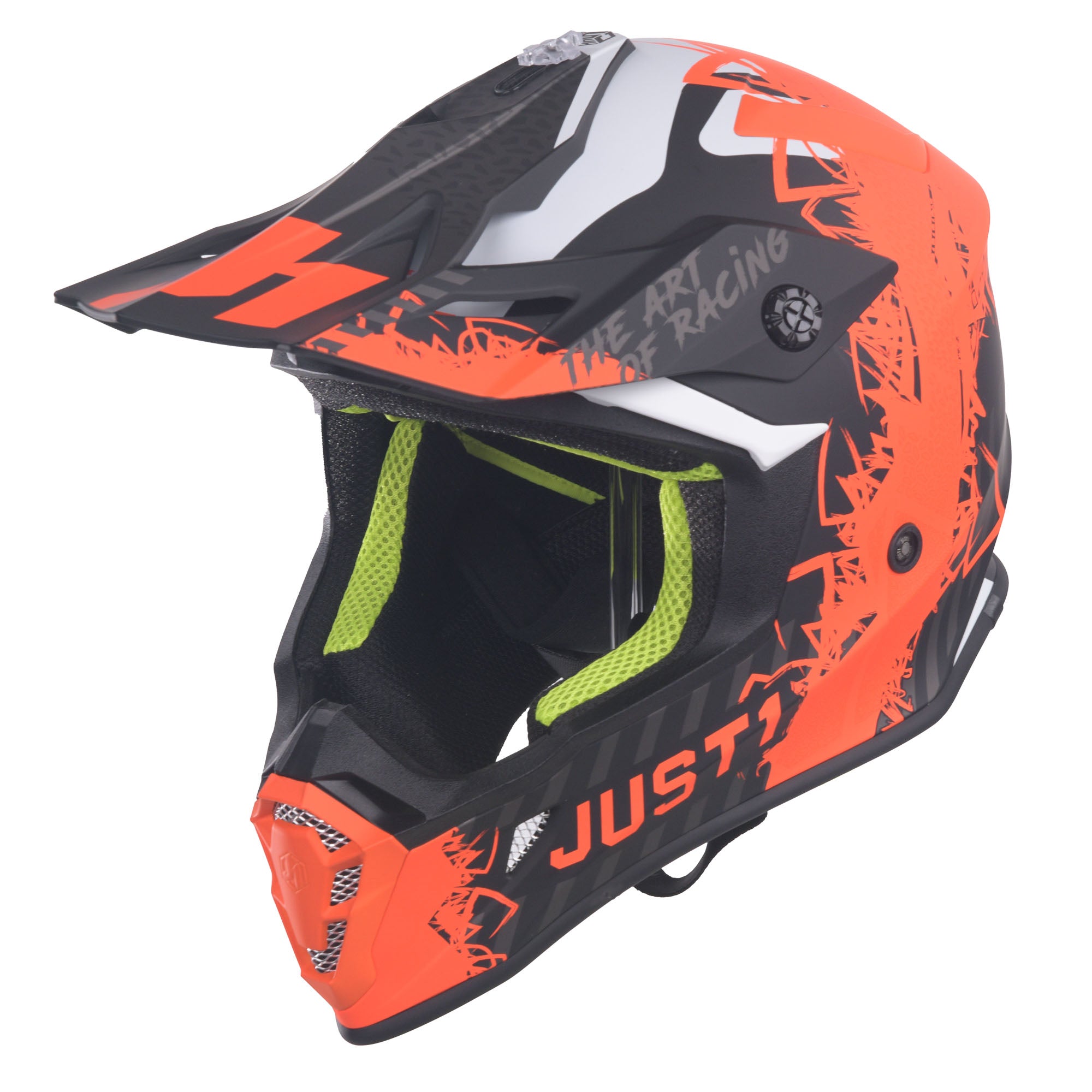 Just1 J38 MX Helmet Mask Fluo Orange / Titanium / Matt Black - FREE UK Shipping, FREE 365 Day Returns | Moto Central