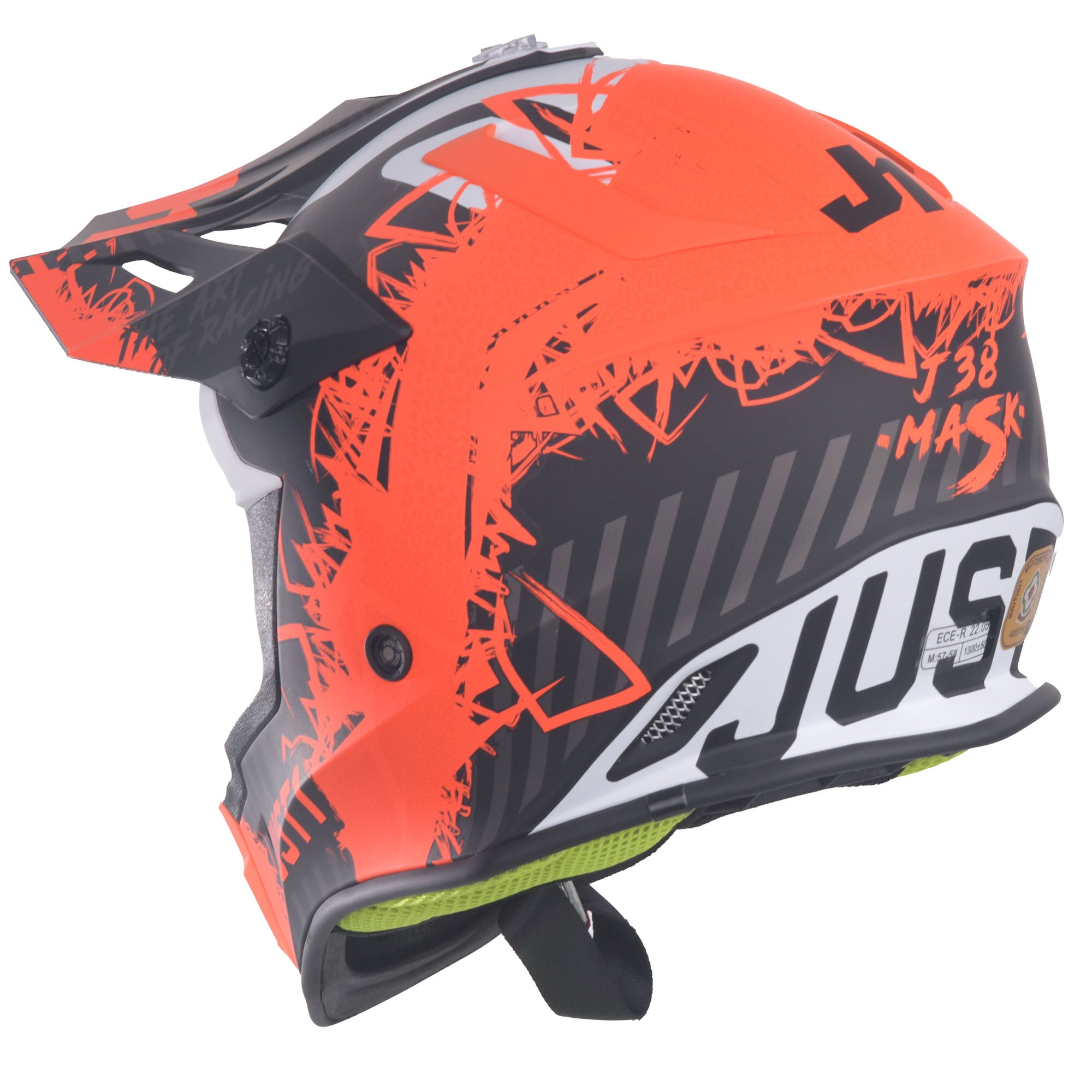 Just1 J38 MX Helmet Mask Fluo Orange / Titanium / Matt Black - FREE UK Shipping, FREE 365 Day Returns | Moto Central