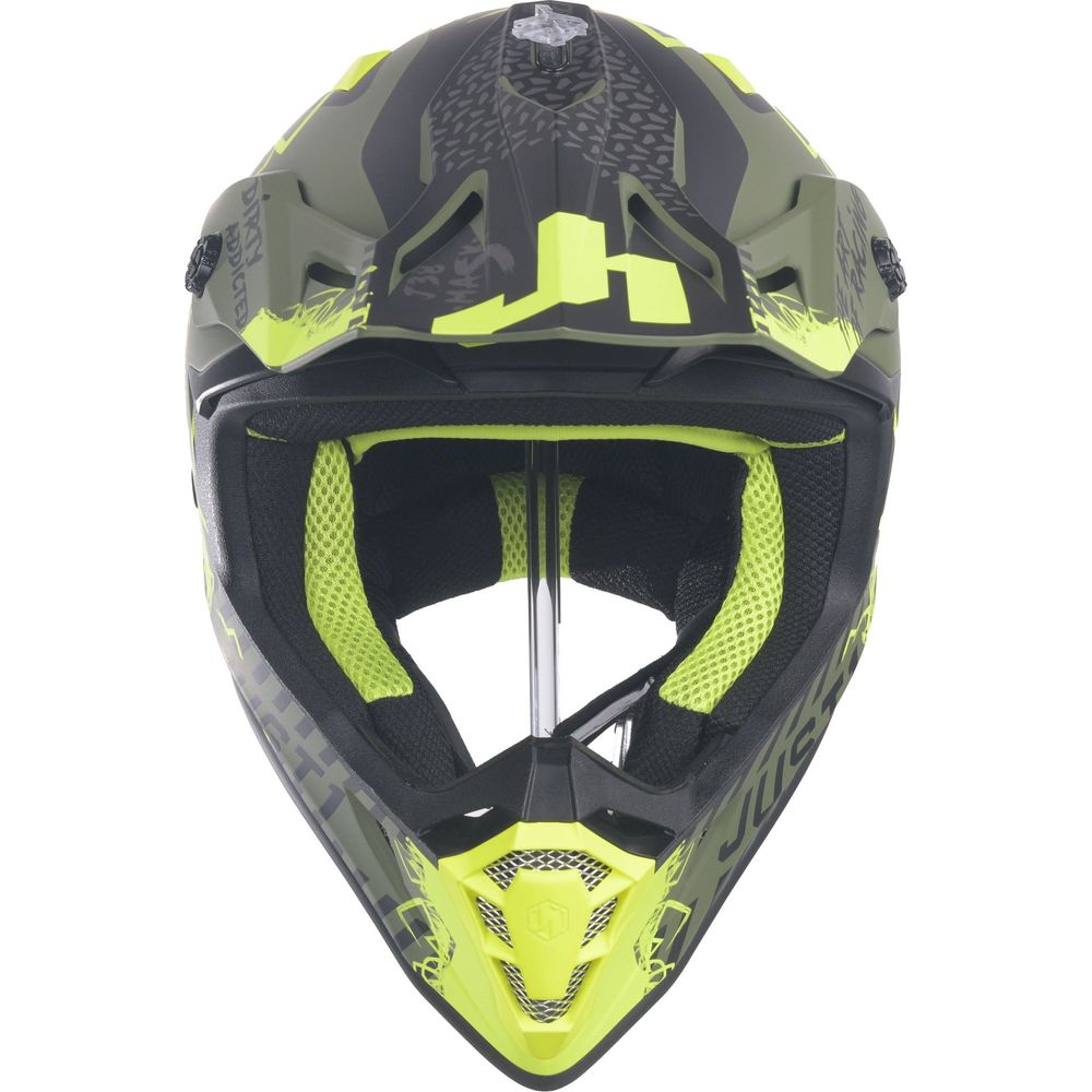 Just1 J38 MX Helmet Mask Fluo Yellow / Black / Matt Army Green