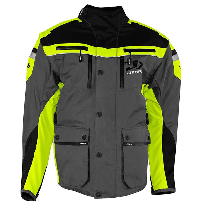 Jopa Enduro Iron Evo Textile Jacket Grey / Fluo Yellow - FREE UK Shipping, FREE 365 Day Returns | Moto Central