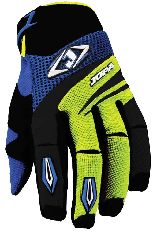 Jopa MX-4 MX Gloves Blue / Black / Fluo Yellow - FREE UK Shipping, FREE 365 Day Returns | Moto Central