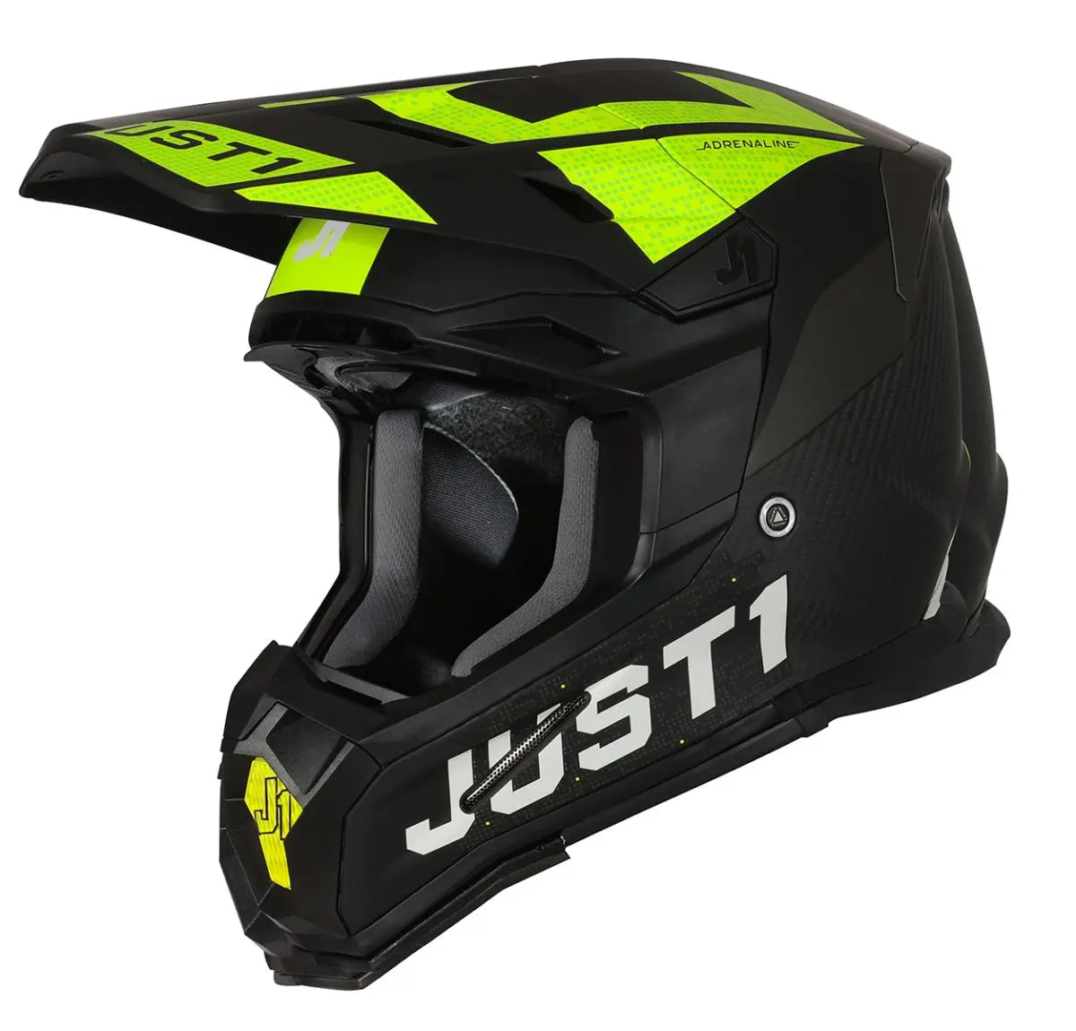 Just1 J-22 Motocross Helmet Adrenaline Black / Fluo Yellow / Matt Carbon - FREE UK Shipping, FREE 365 Day Returns | Moto Central