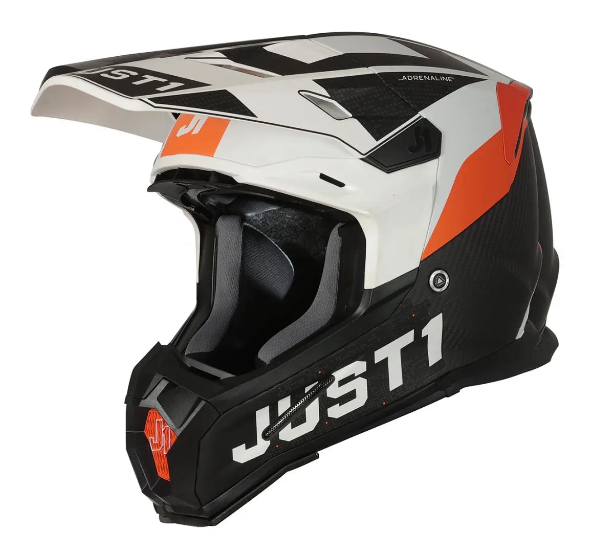 Just1 J-22 Motocross Helmet Adrenaline Orange / White / Matt Carbon - FREE UK Shipping, FREE 365 Day Returns | Moto Central