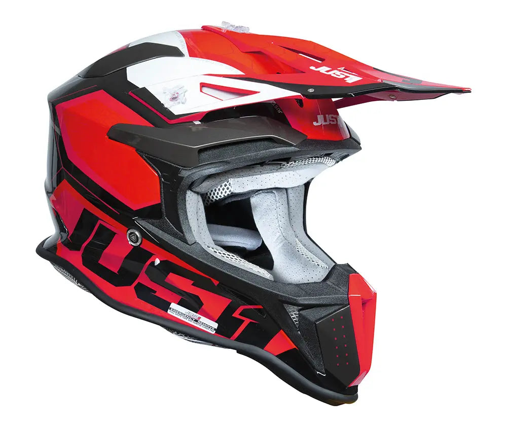 Just1 J18-F Motocross Helmet Hexa Red / White / Matt Black - FREE UK Shipping, FREE 365 Day Returns | Moto Central