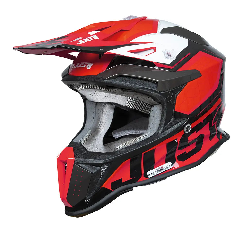 Just1 J18-F Motocross Helmet Hexa Red / White / Matt Black - FREE UK Shipping, FREE 365 Day Returns | Moto Central