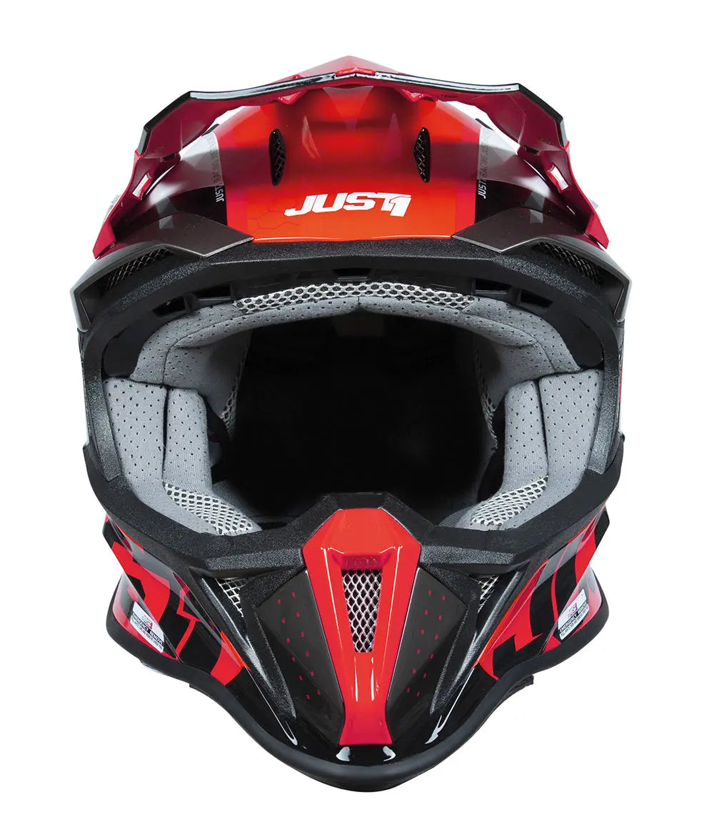 Just1 J18-F Motocross Helmet Hexa Red / White / Matt Black - FREE UK Shipping, FREE 365 Day Returns | Moto Central