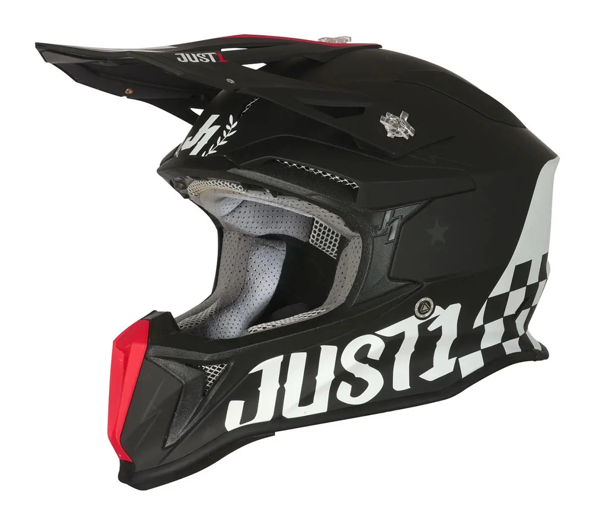 Just1 J18 Motocross Helmet Old School Matt Black - FREE UK Shipping, FREE 365 Day Returns | Moto Central