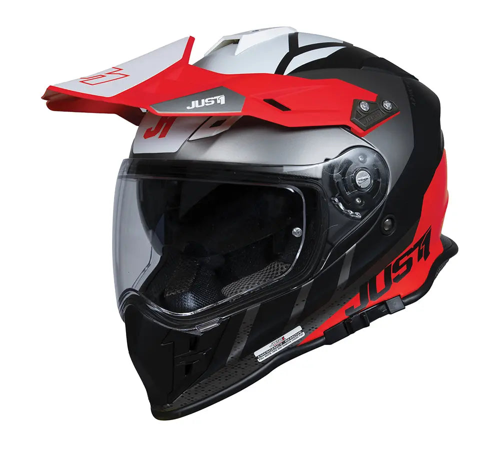 Just1 J34 Pro Adventure Helmet Outerspace Black / Red / White - FREE UK Shipping, FREE 365 Day Returns | Moto Central