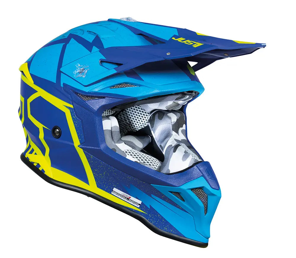 Just1 J39 Adventure Helmet Poseidon Blue / Yellow - FREE UK Shipping, FREE 365 Day Returns | Moto Central