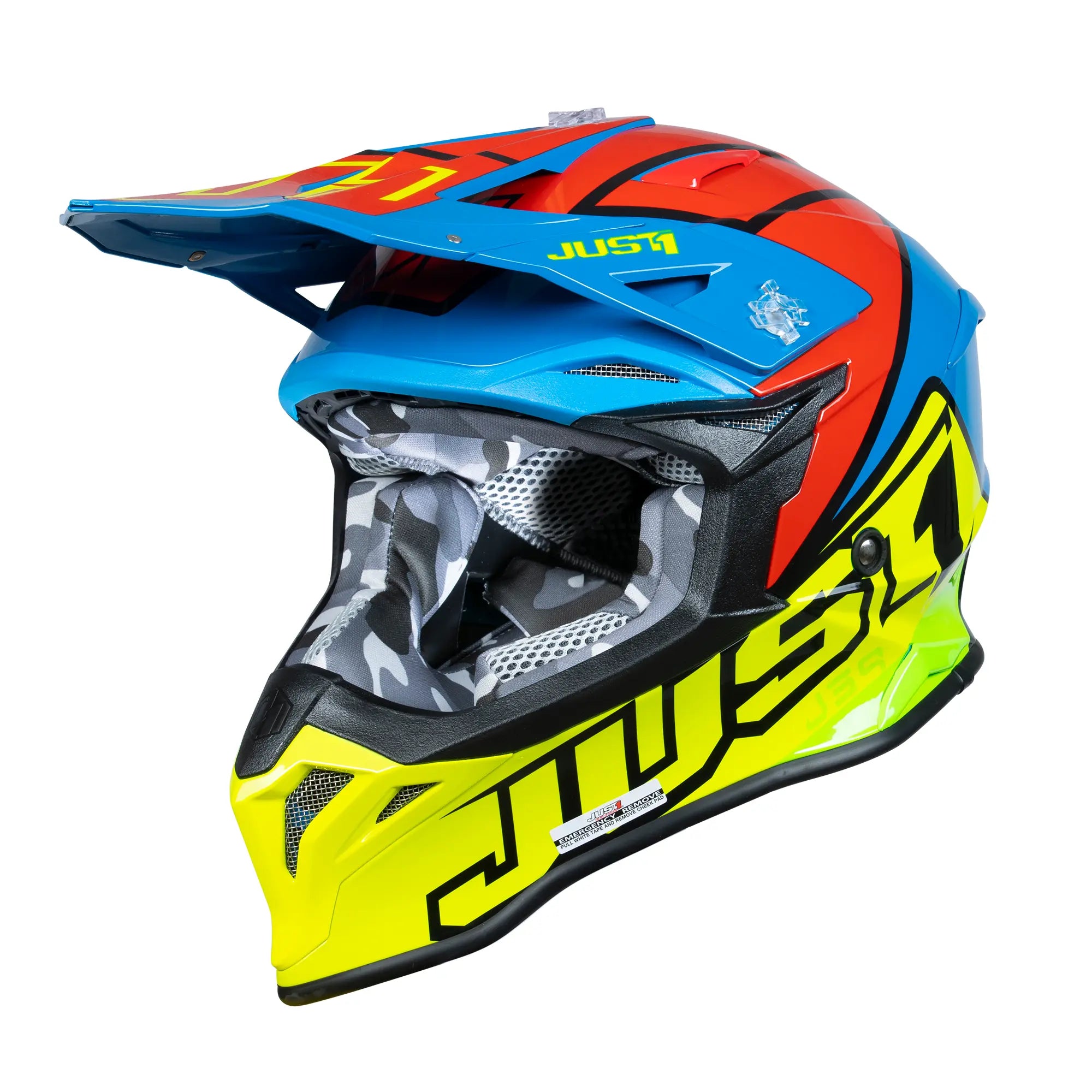 Just1 J39 Thruster Blue / Fluo Yellow / Red FREE UK Delivery, FREE 365 Day Returns | Moto Central