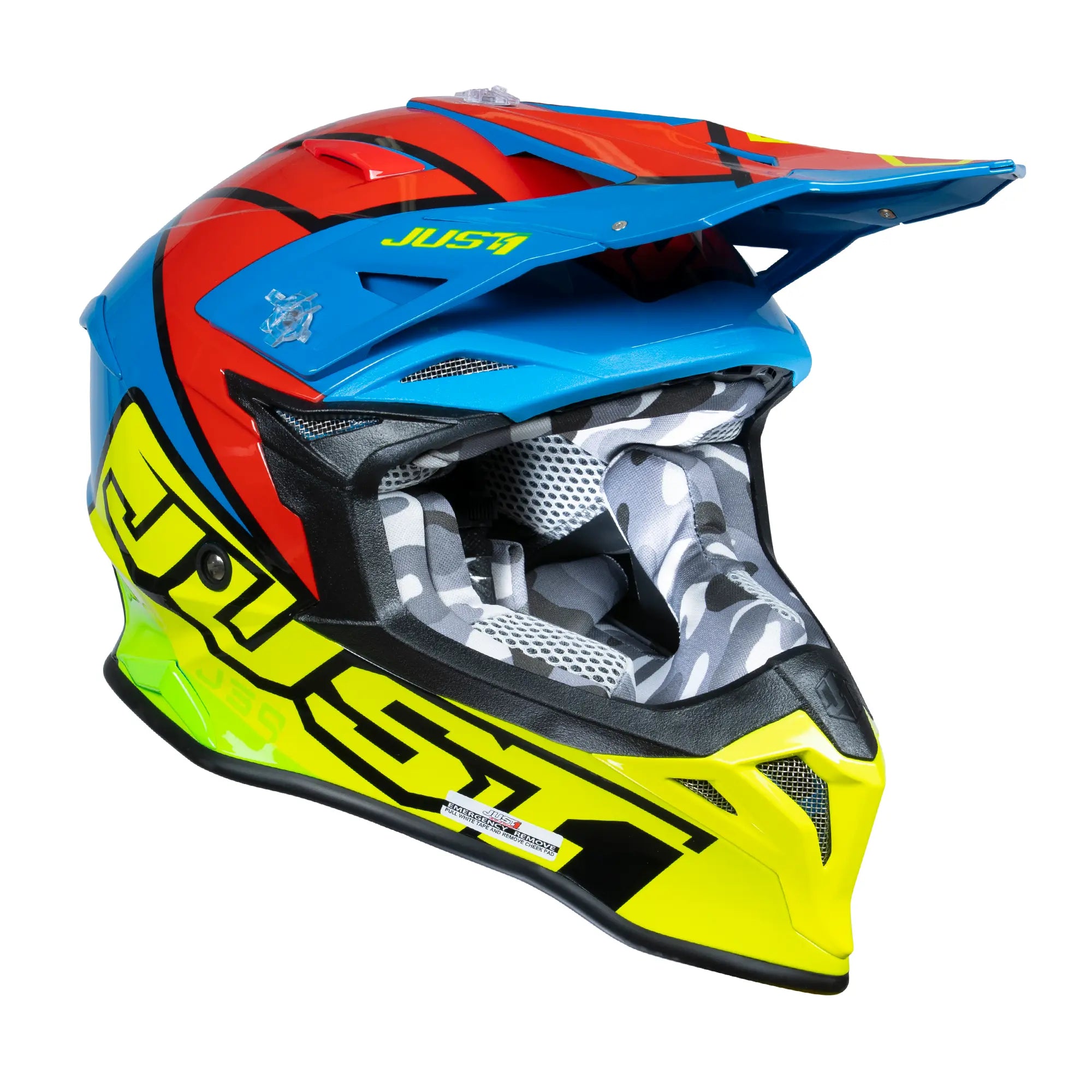 Just1 J39 Thruster Blue / Fluo Yellow / Red FREE UK Delivery, FREE 365 Day Returns | Moto Central