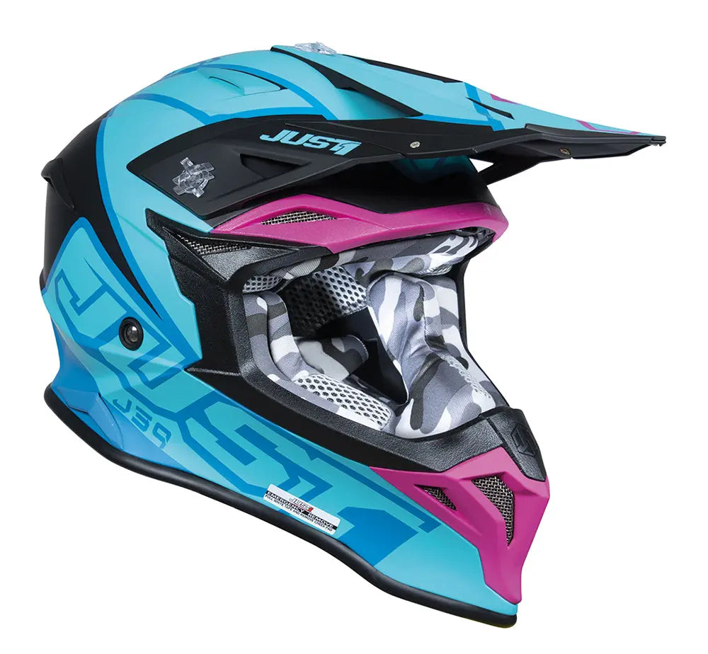 Just1 J39 Adventure Helmet Thruster Petrol Blue / Pink - FREE UK Shipping, FREE 365 Day Returns | Moto Central