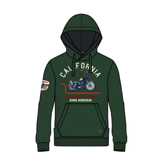 King Kerosin California Hoodie Smoke Green  - FREE UK Shipping, FREE 365 Day Returns | Moto Central