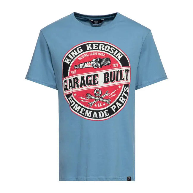 King Kerosin Garage Built T-Shirt Smoke Blue  - FREE UK Shipping, FREE 365 Day Returns | Moto Central