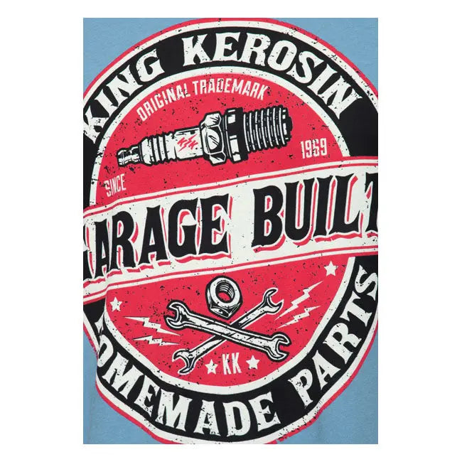 King Kerosin Garage Built T-Shirt Smoke Blue  - FREE UK Shipping, FREE 365 Day Returns | Moto Central