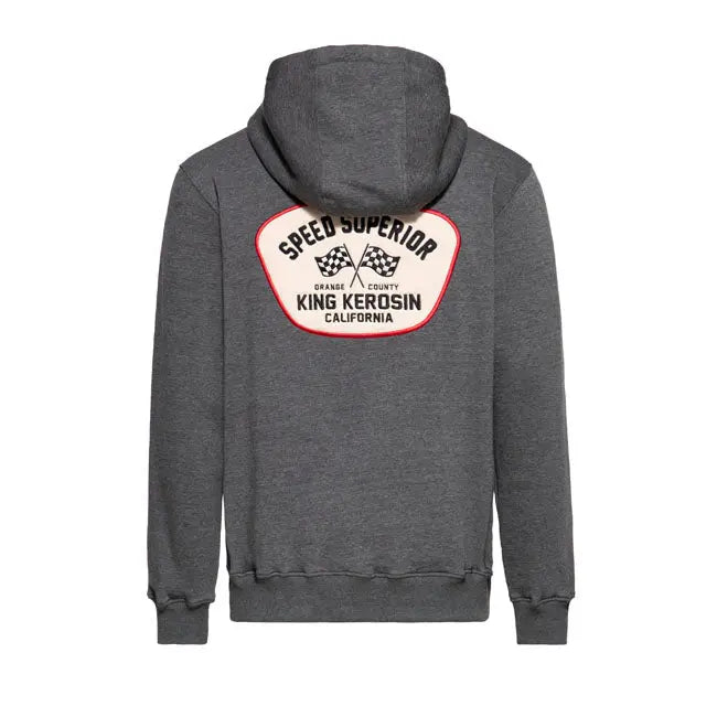 King Kerosin Speed King Zip Hoodie Steel Grey  - FREE UK Shipping, FREE 365 Day Returns | Moto Central