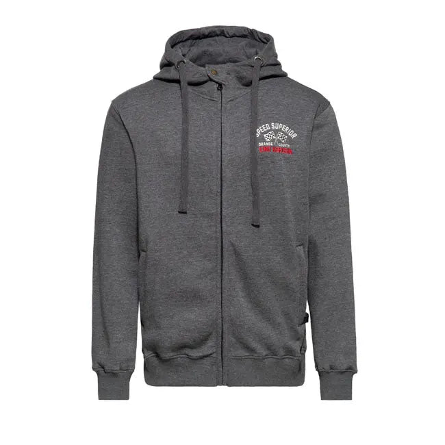 King Kerosin Speed King Zip Hoodie Steel Grey  - FREE UK Shipping, FREE 365 Day Returns | Moto Central