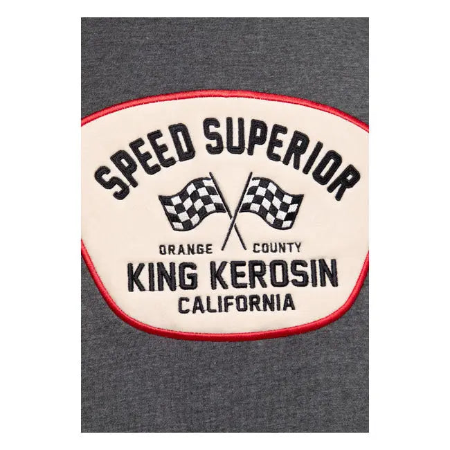 King Kerosin Speed King Zip Hoodie Steel Grey  - FREE UK Shipping, FREE 365 Day Returns | Moto Central