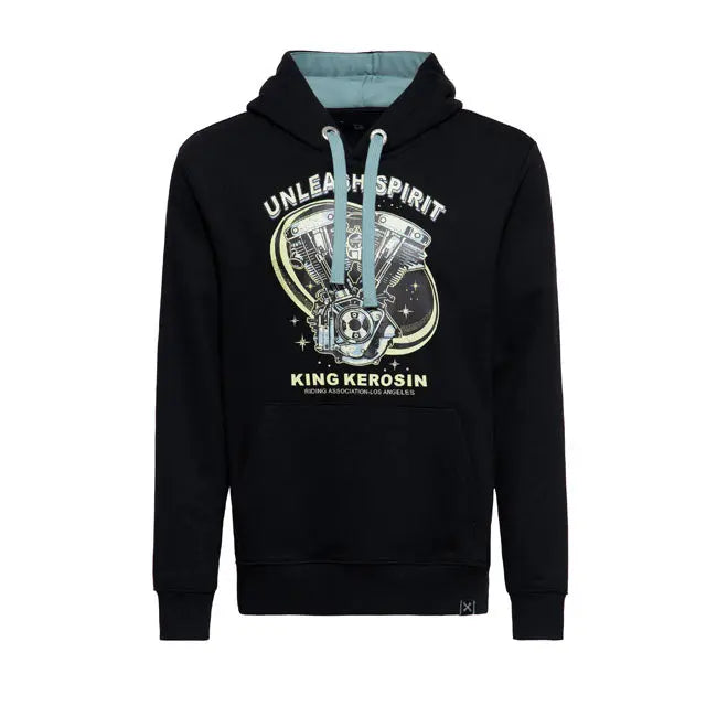 King Kerosin Unleash Spirit Hoodie Black  - FREE UK Shipping, FREE 365 Day Returns | Moto Central