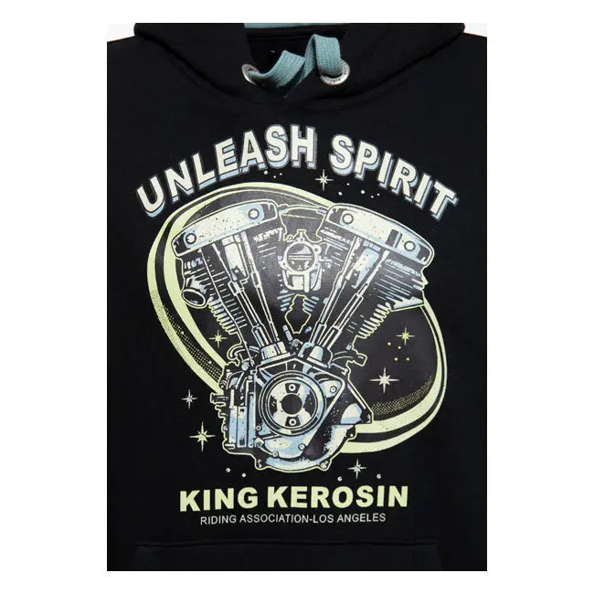 King Kerosin Unleash Spirit Hoodie Black  - FREE UK Shipping, FREE 365 Day Returns | Moto Central